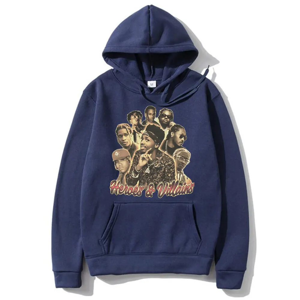 Rapper Metro Boomin Heroes & Villains Oversized Graphic Hoodie Men Hip Hop Vintage Streetwear Male Casual Long Sleeve Sweatshirt