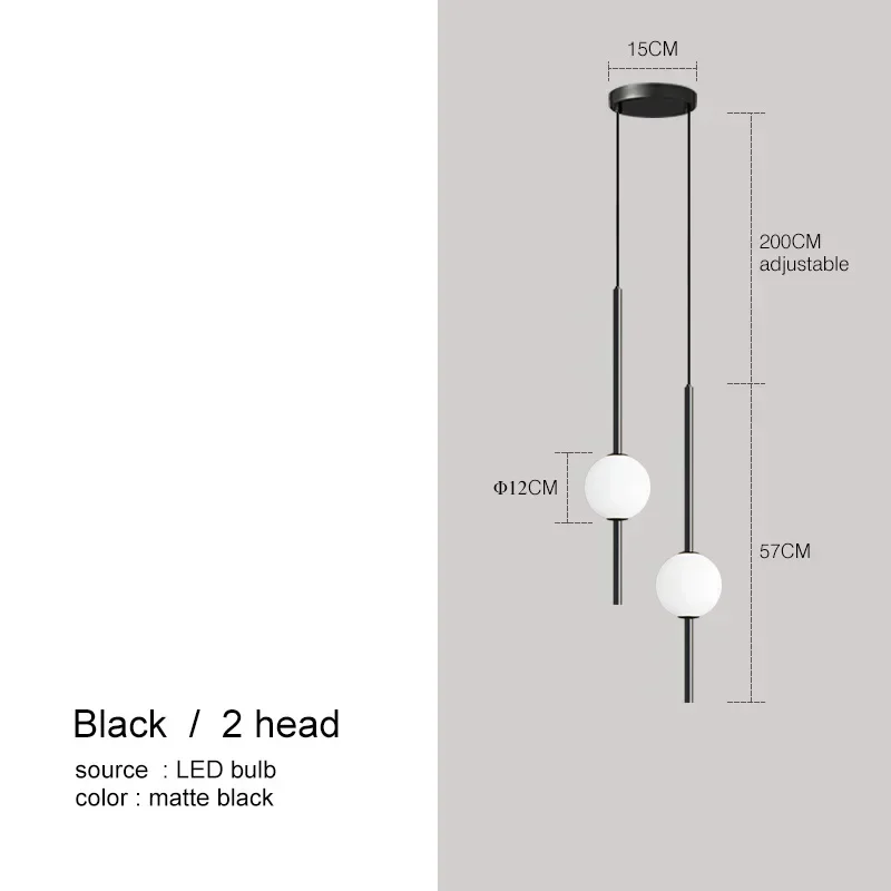 Nordic Eenvoudige Glazen Bol Hanglampen Eetkamer Slaapkamer Decor Hanglamp Restaurant Bar Suspension Kroonluchters Verlichting - afbeelding 1