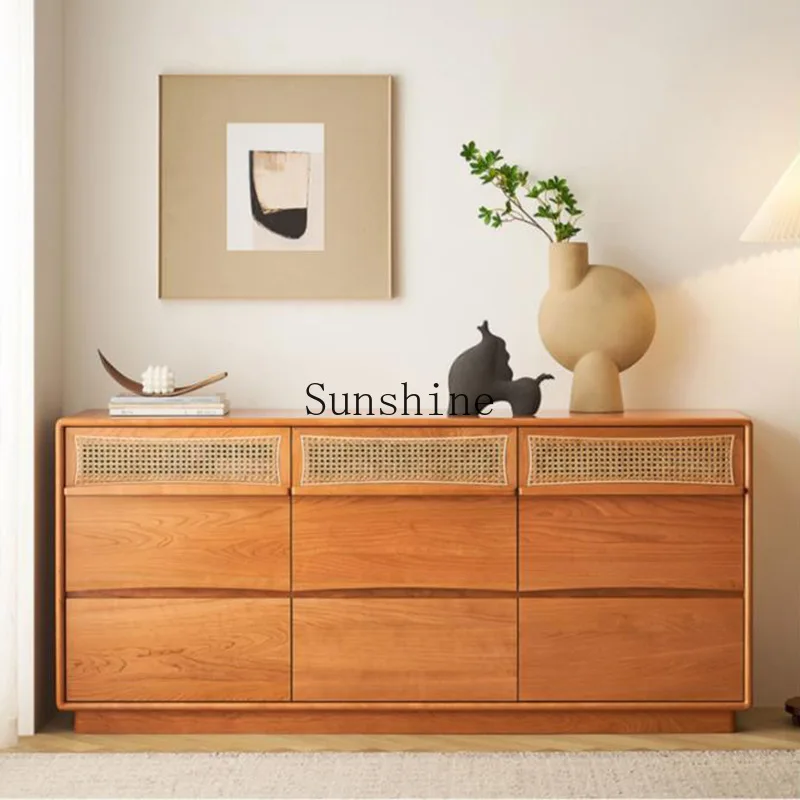 

Nordic solid wood, Japanese-style household bedroom storage, small apartment homestay against the wall, nine chest cabinets