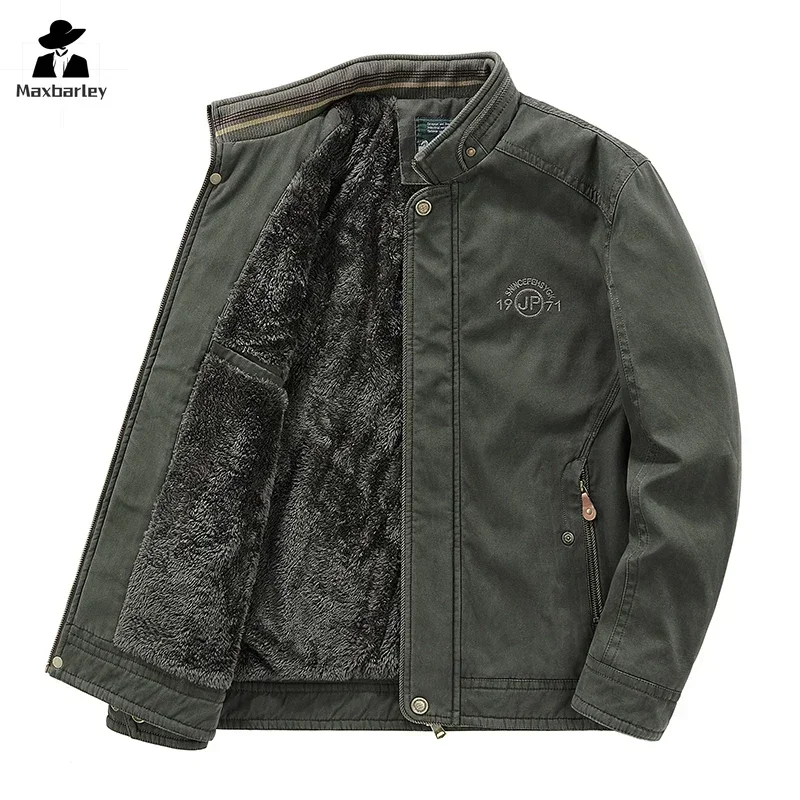 Parka de lana gruesa Vintage para hombre, chaqueta de trabajo cálida forrada de lana de algodón lavado, abrigos de terciopelo para acampar al aire libre y caza, Invierno 2024