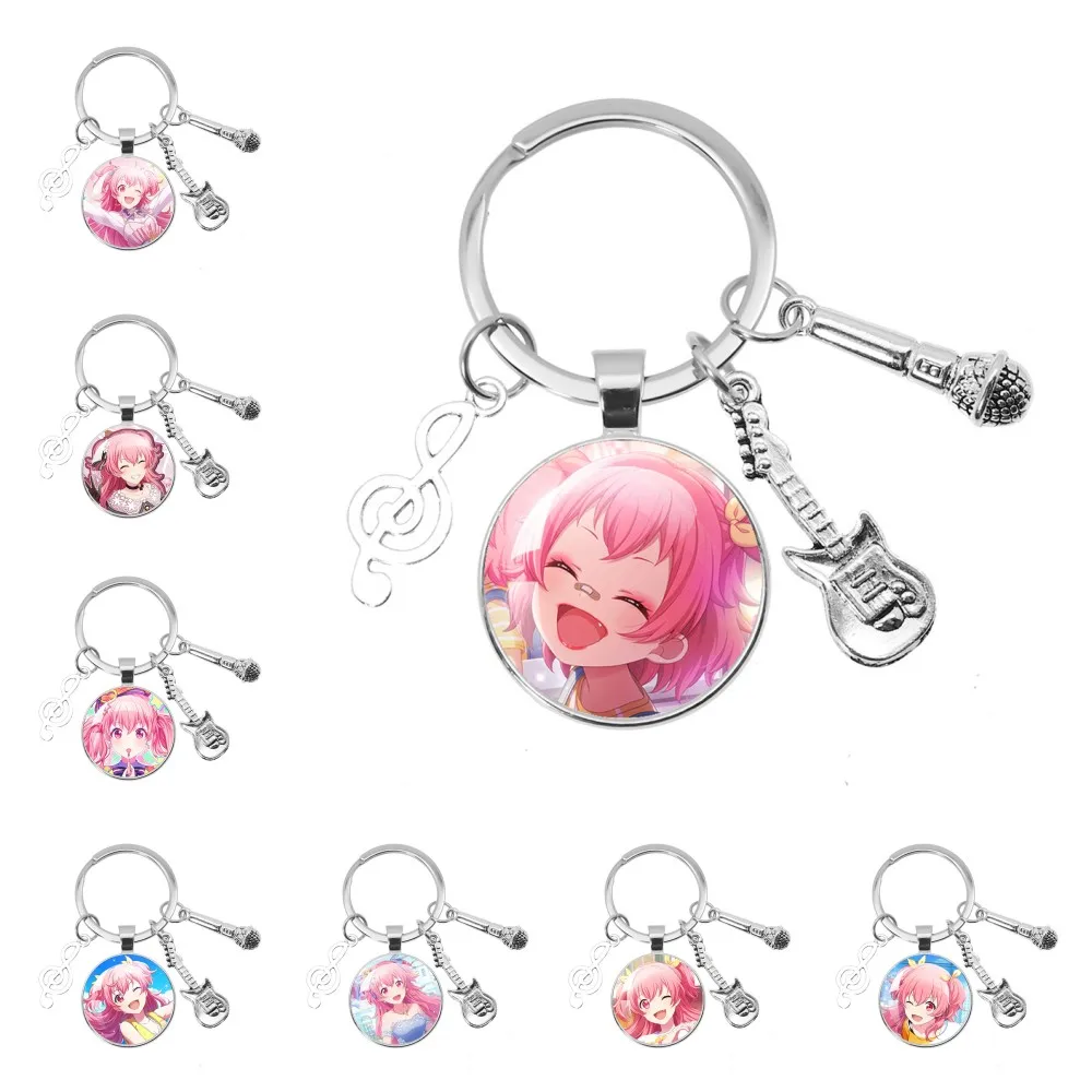 MORE MORE JUMP!Momoi Airi Music Themed Keychain Cartoon Characters Photo Glass Keychain Backpack Accessories Gifts