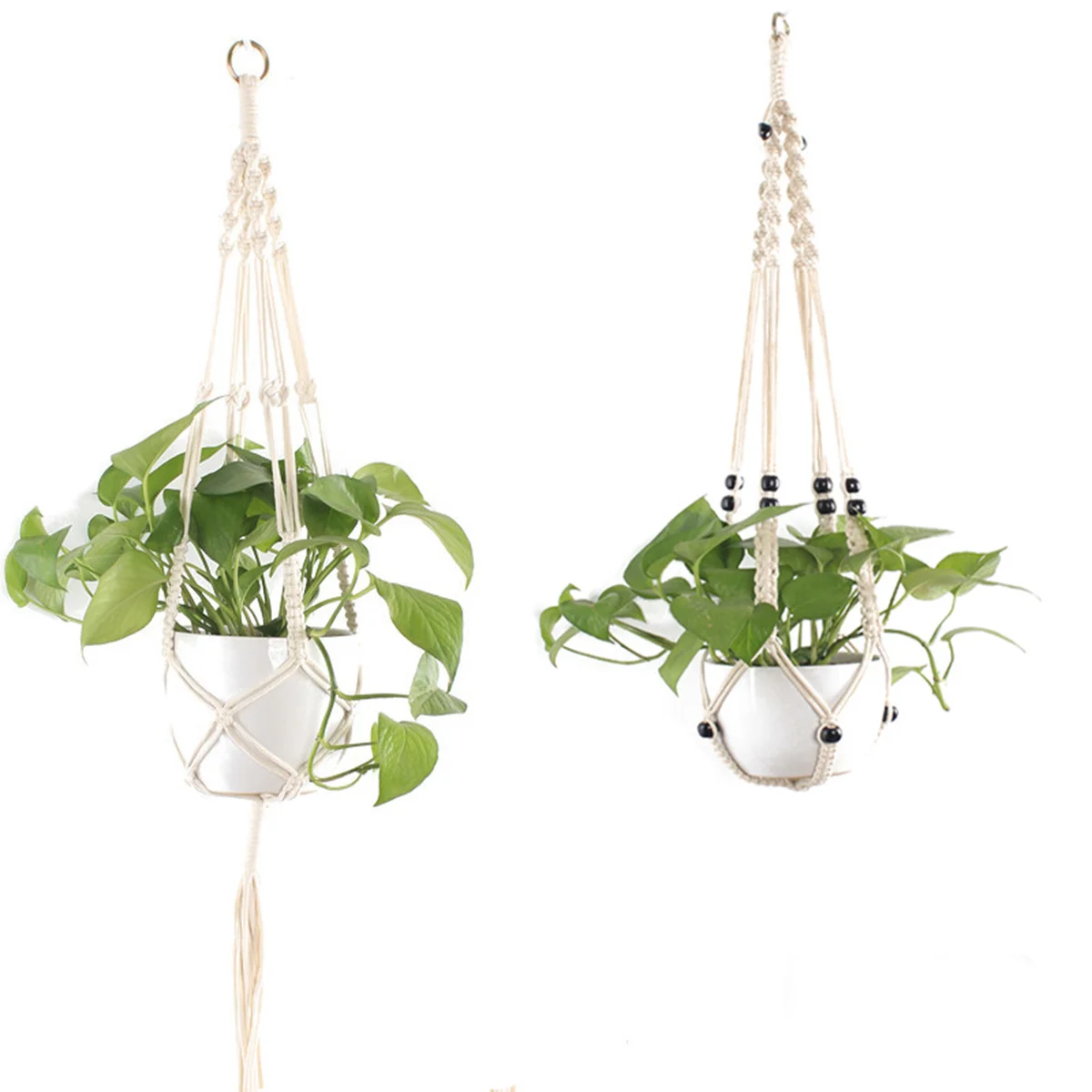 

3pcs Cotton Rope Flowerpot Net Bag Hanging Basket Thickened Plant Holder For Indoor Garden Balcony Nursery String Pendant Mesh