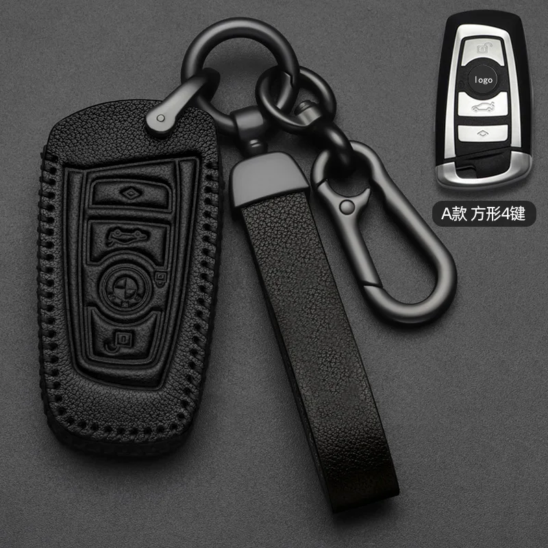 For BMW 3 5 7 Serial 520 525 530 540 320 325 330 X2 X3 X4 X5 I3 Ix3 Leather Car Key Case Shell Keychain Keyring Car Accessories