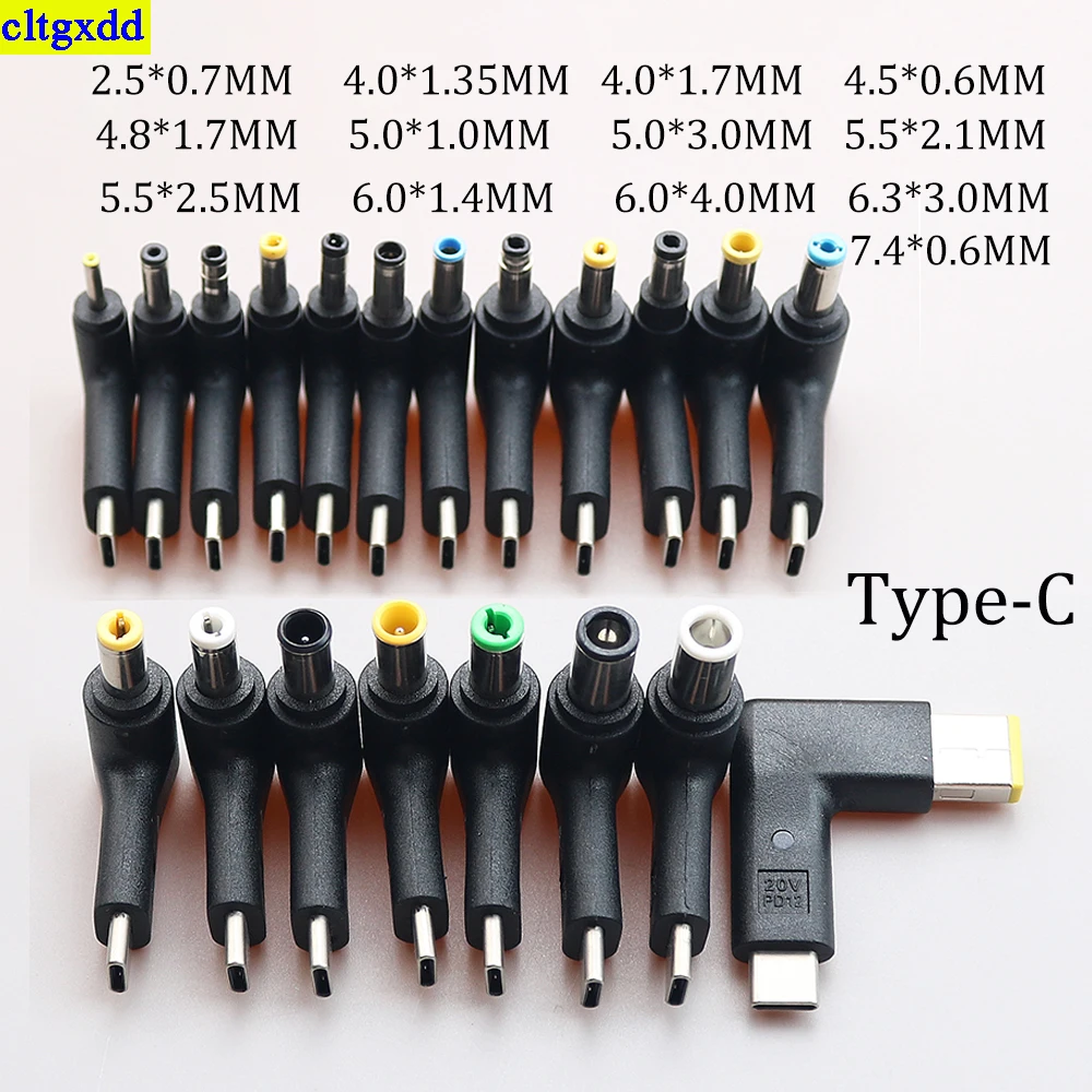 

cltgxdd 1piece Type-C Power Adapter DC2.5*0.7/4.0*1.35/4.0*1.7/4.5*0.6/5.5*2.5mm suitable FOR ASUS Lenovo Acer DELL laptops