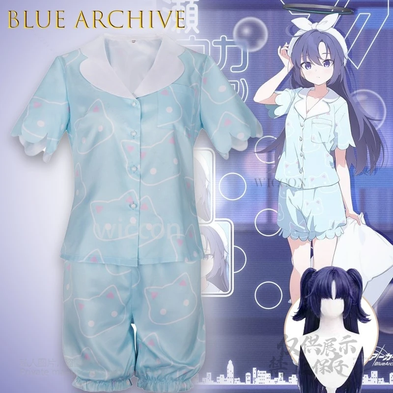 

ABlue Archive Hayase Yuuka Cosplay Cute Pajama Set Anime Game Character Sleepwear Kawaii Print Nightwear Outfit Halloween
