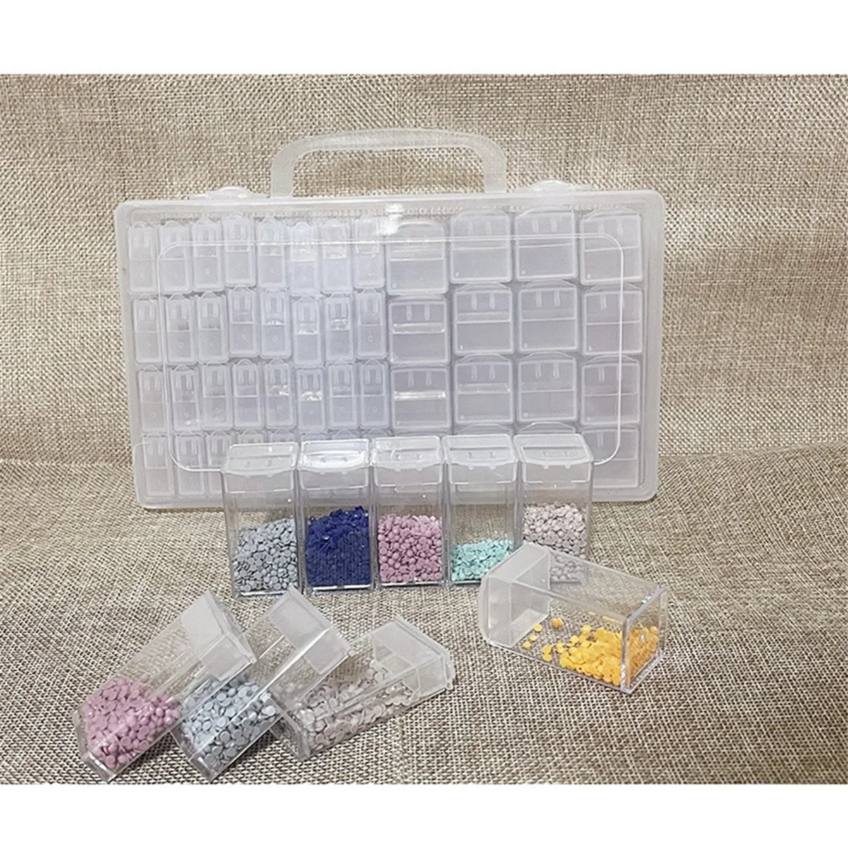 SLQZT 48 슬롯 종자 보관 정리함, 라벨 스티커가 있는 2가지 크기, 휴대용 종자 용기 상자