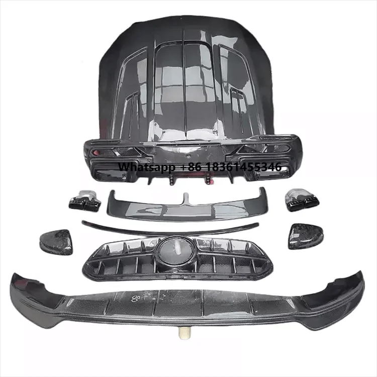 Real Carbon Fiber Fabric C167 Larte D Style Body Kit for Gle Class Coupe Front Rear Lip Diffuser Auto Parts 2