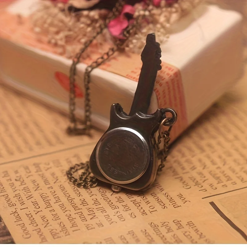 Steampunk-ساعة جيب كوارتز للرجال والنساء ، البوق ، نموذج الغيتار ، هدية قلادة ، السيدات والأطفال