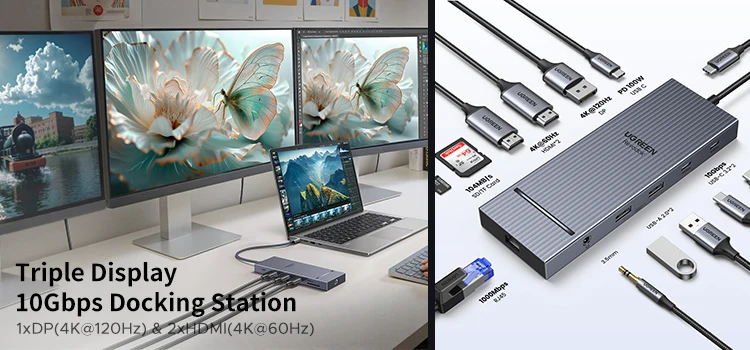 UGREEN Uno USB C HUB 6-in-1 4K60Hz PD100W 10Gbps USB3.2 Splitter Adapter for Laptop Macbook Pro Air USB Expander Docking Station