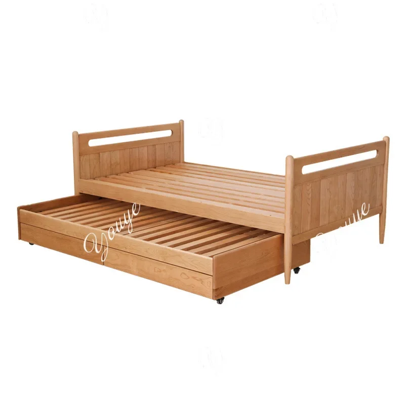 N49 Mother and child bed trailer solid wood Nordic up and down 1.2 meters pull-out drawer two-tier children's bed multi-function
