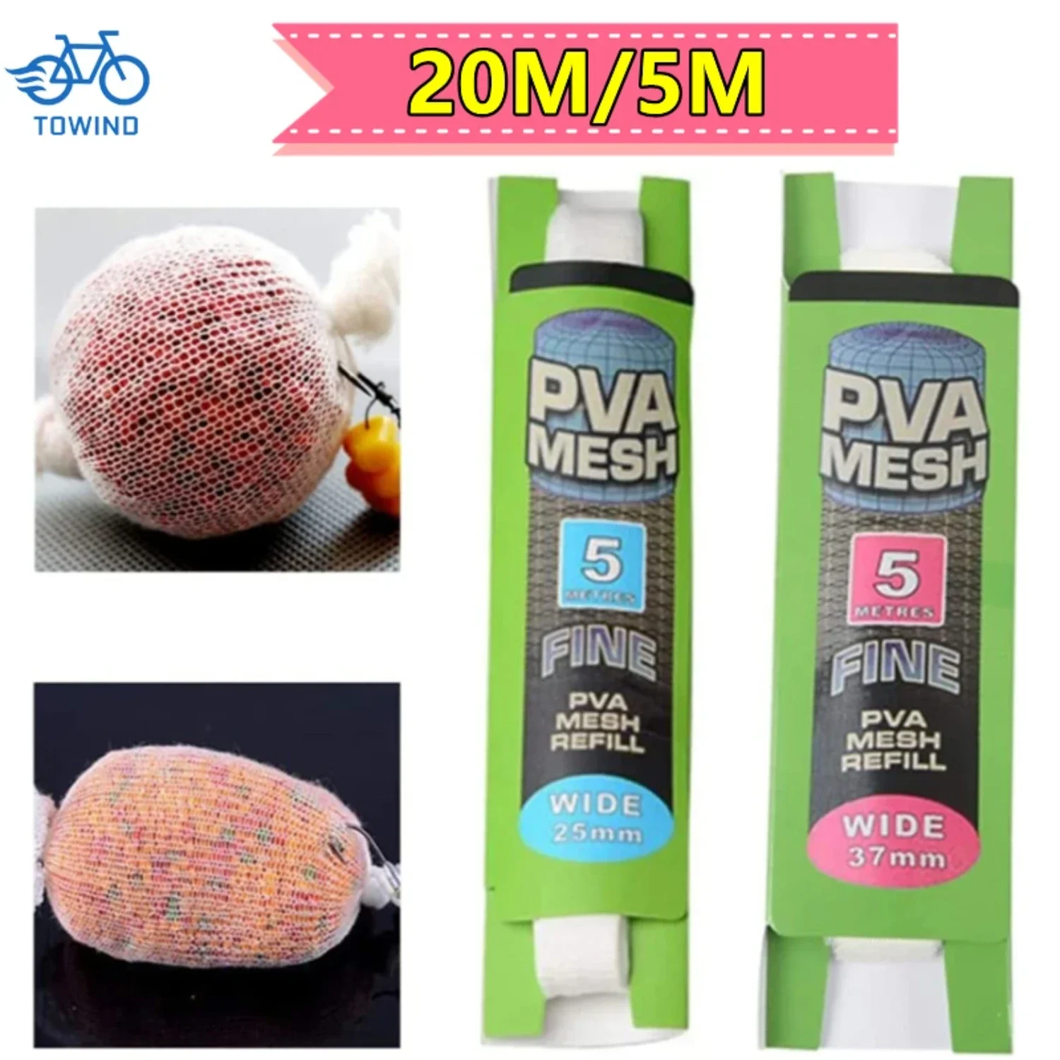 

20M/5M Soluble PVA Mesh Refill Carp Fishing Feeder Lures Refill Rig Hook Bait Wrap Bags PVA Gifts Fishing Accessories