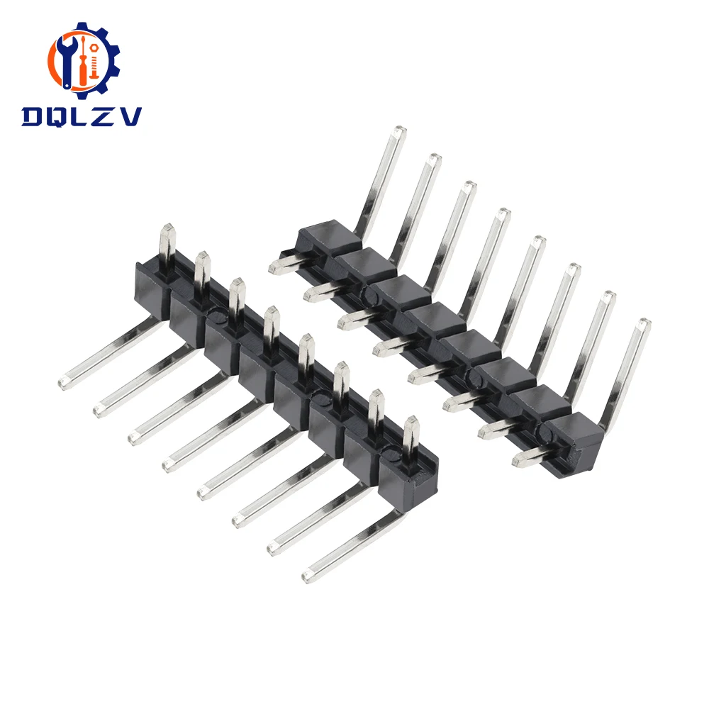 Connector Socket 2.54mm Pitch Strip 1X/2/3/4/5/6/8/10/40 Pin Single Row Right Angle Male Pin Header 3P/4P/6P/8P/20P/40Pin