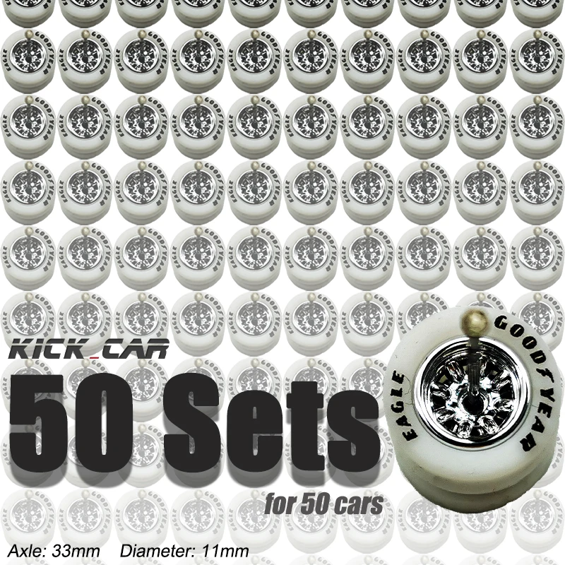 1/64 Model Car Wheels 50 Sets For Hotwheels with Rubber Tires Basic ABS Modified Parts Racing Vehicle Toys For Tomica MiniGT