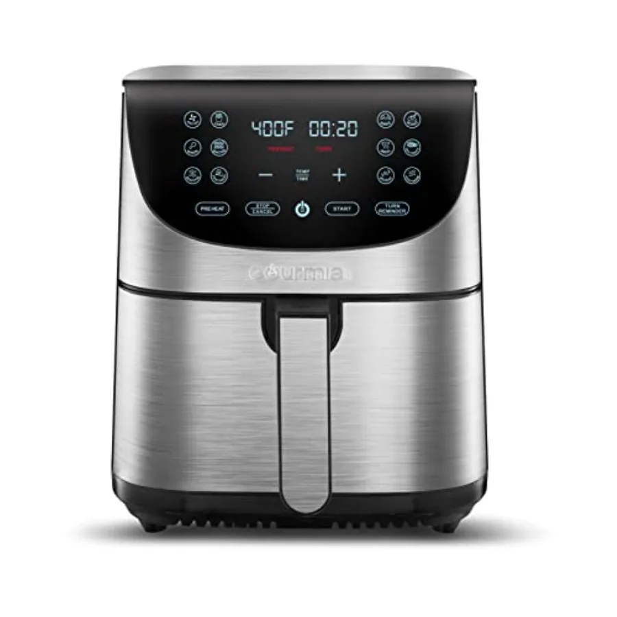 

7 Quart Large Air Fryer Oven with Digital Display 12 Touch Cooking Presets 1700W Power Multifunction Black and Stainless Steel