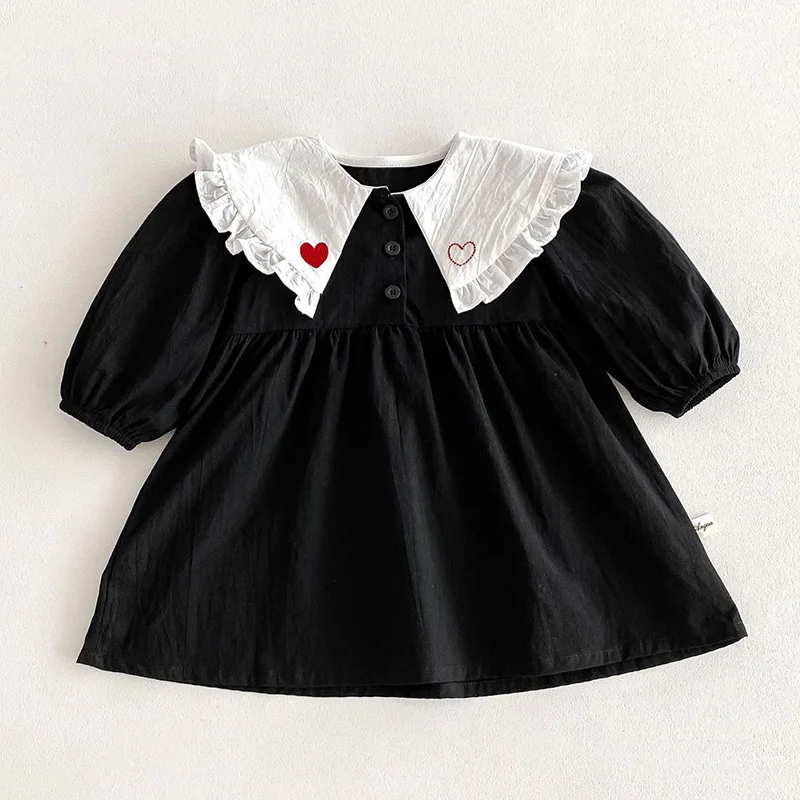 Infant Baby Girls Long Sleeve Sisters Sweet Solid Color Rompers Autumn Kids Baby Girls Princess Children Clothes Dress