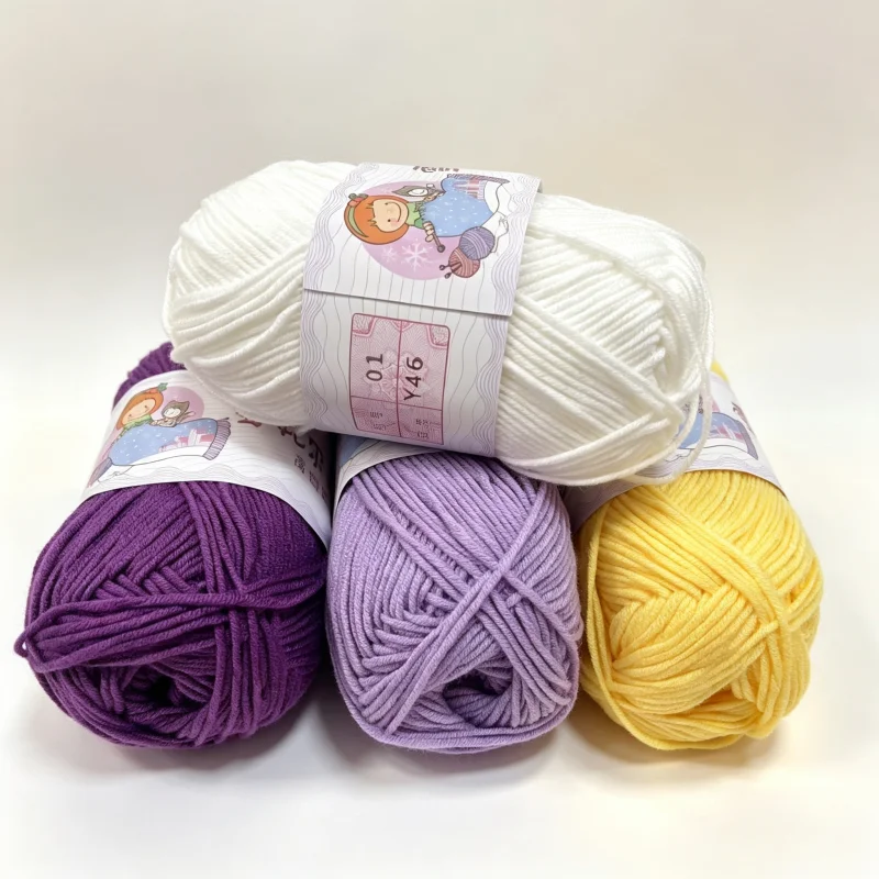 40g Baby Thread Four Strand Milk Cotton Yarn Combed Cotton Yarn DIY Crochet Doll Scarf Knitting Wool Weaving Gifts