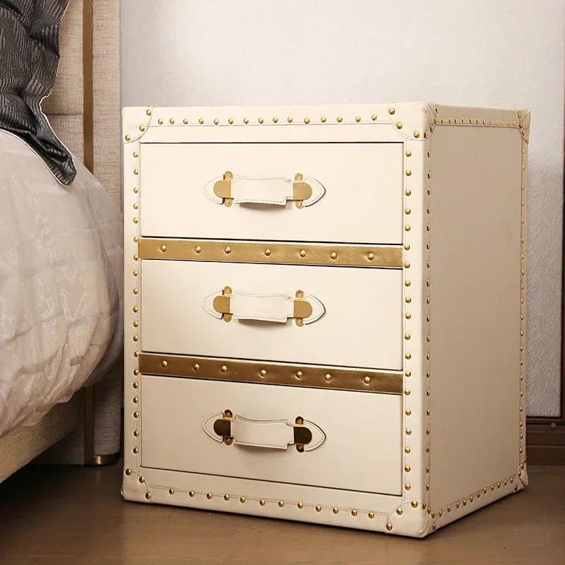 Solid wood bedside table, fully equipped small bedroom, three-pump cabinet, modern household storage cabinet