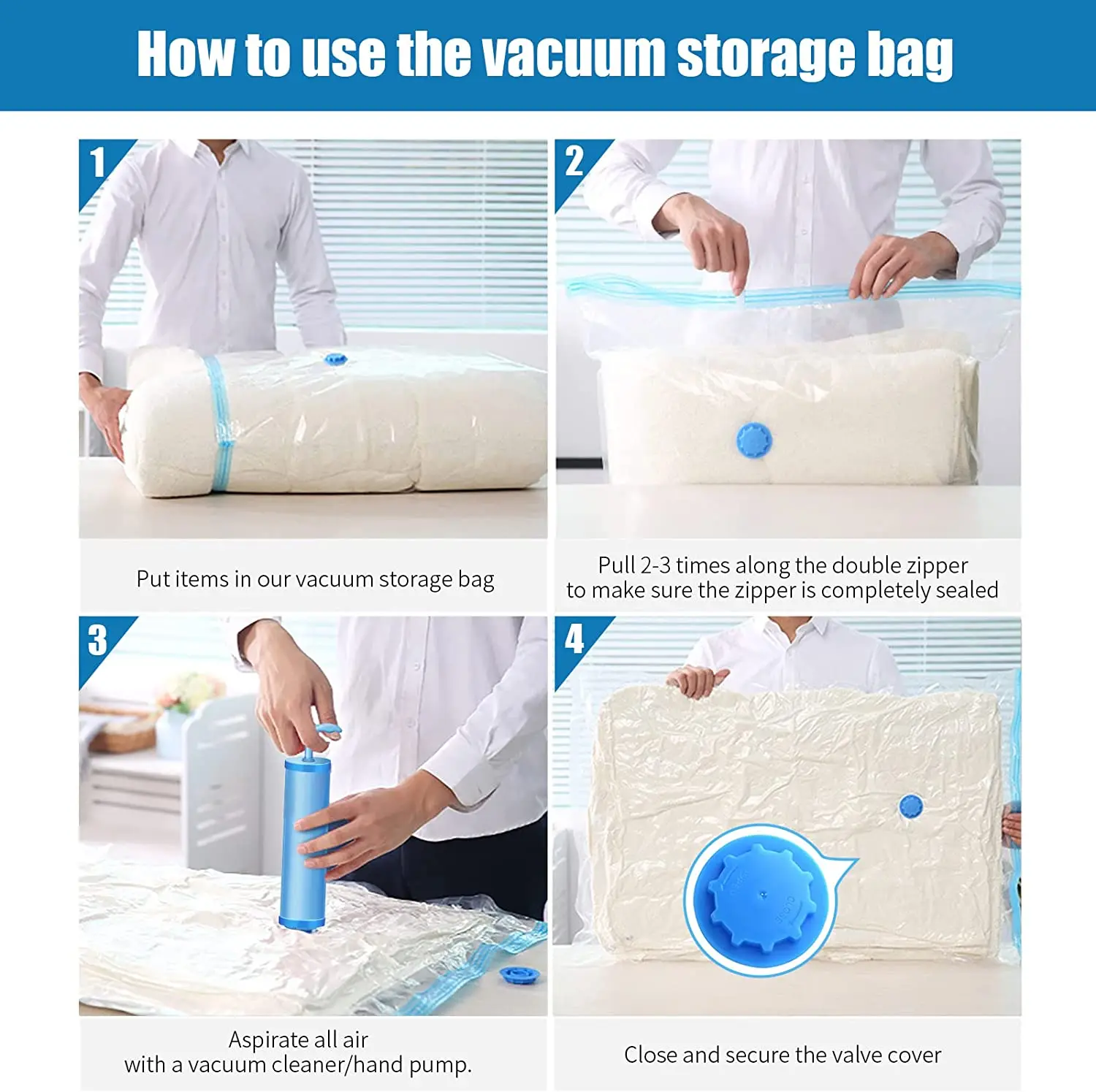 Vacuum Storage Bags 1/5/10pcs Vacuum Bag for Clothes with Pump Vacuum Sealed Bags Compression for Comforters,Blankets,Bedding