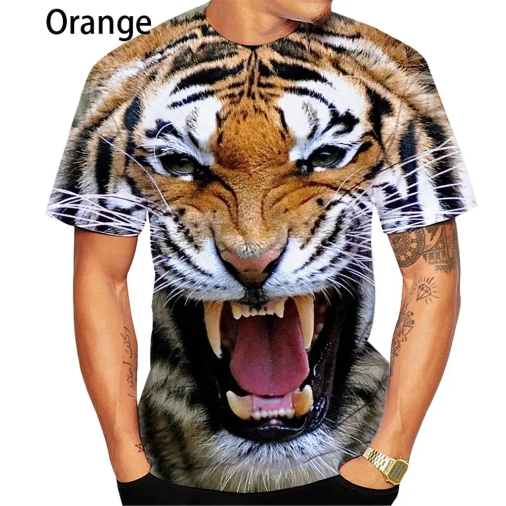 2021 Unisex 3D Tiger Print Short Sleeve T-Shirt Fashion Couple Tops