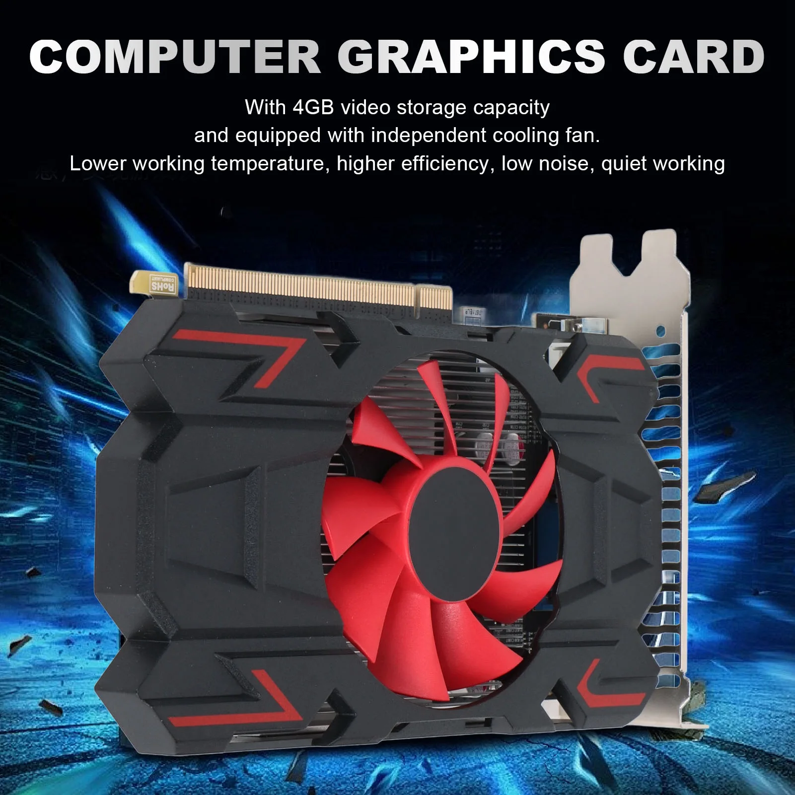 Gaming Graphics Card Quiet Working Easy To Install HD7670 4GB DDR5 128bit Plug and Play Graphics Card Low Noise for Multimedia