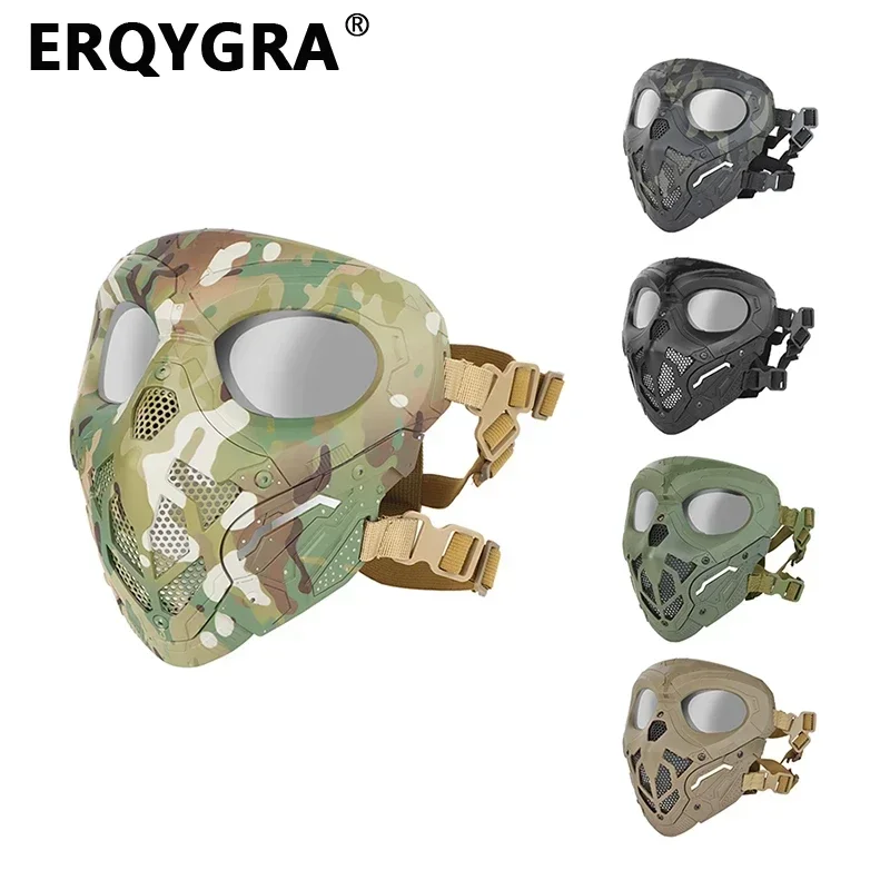 ERQYGRA Airsoft Mask Tactical Paintball Protective Full Face Shooting CS Wargame Accesories Halloween New Equipment Breathable