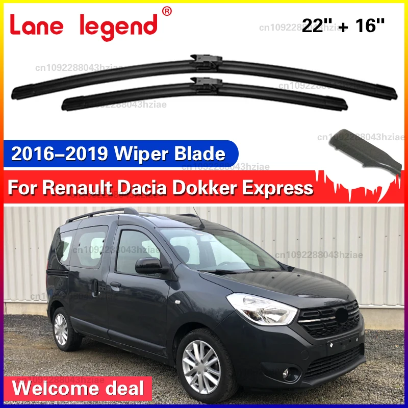 Limpiaparabrisas LHD limpiaparabrisas delantero para Renault Dacia Dokker Express 2016 2017 2018 2019 cepillos de ventana de parabrisas 22 "+ 16"