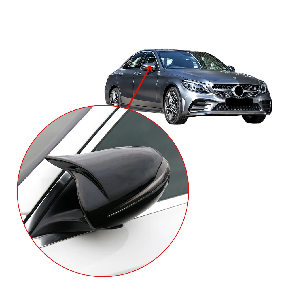 

Для Mercedes-Benz C-Class W205 A205 C205 2014-2021: накладки на зеркала заднего вида, серебристые, черные, под карбон, из АБС-пластика