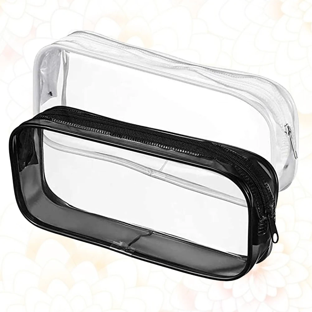 

2 Pcs Pencil Bag Pvc Zipper School Customized Simple Pouch White Classroom Holder