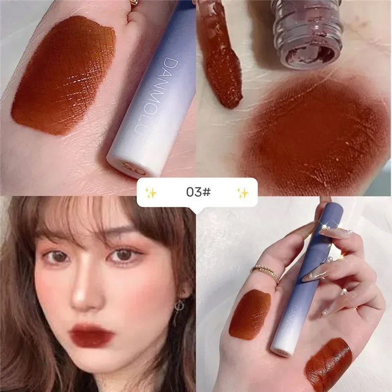 Set di rossetti opachi da 5 colori, labbra rosse antiaderenti impermeabili a lunga durata, tinta per labbra, smalto per trucco cosmetico per le donne