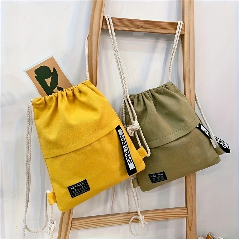 Fashion Drawstring Backpack Durable Lightweight Gym Sports String Bag Adjustable Portable Storage Sack for Teen Women School Dai