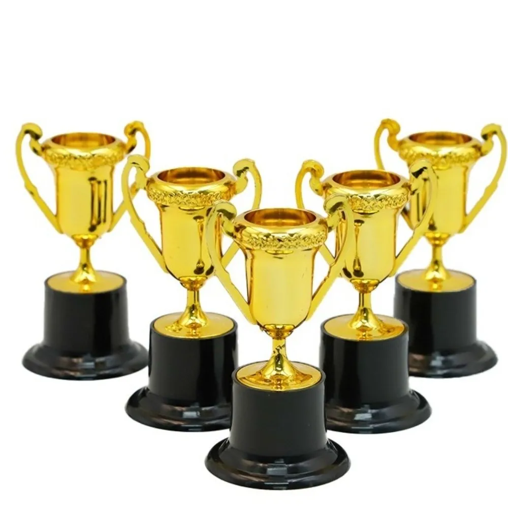 1/6pcs Plastic Material Mini Trophy Mini Size Small Size Gold Trophy Gold Color Plastic Trophy Birthday Party