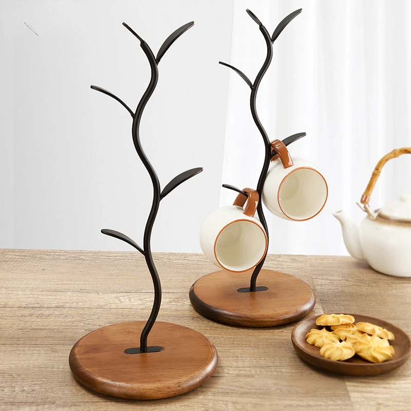 Tree-Shaped Water Cup Storage Rack Household Living Room Dining Table Coffee Tea Cup Storage Rack Wooden Draining Cup Holder