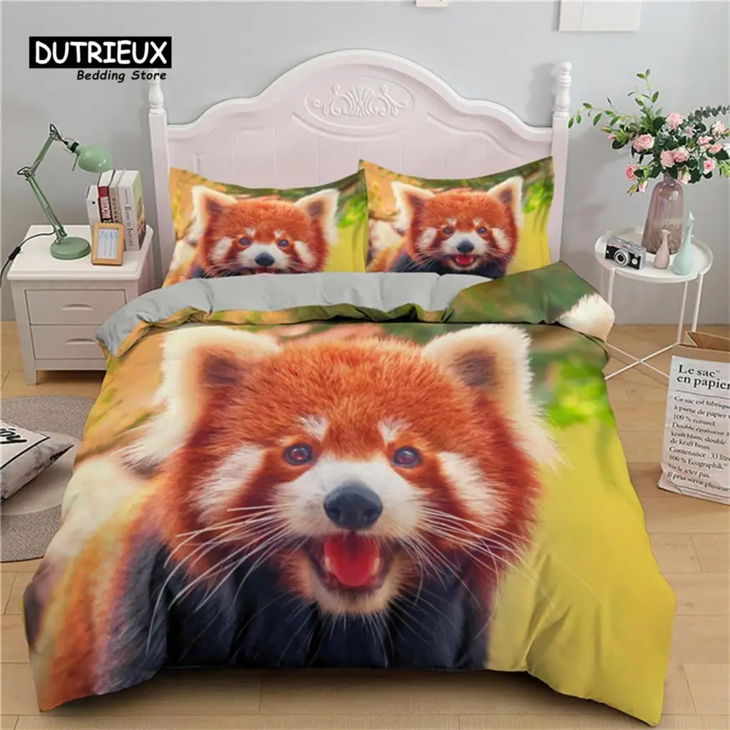 

Kids Cute Animals Bedding Set Twin King For Boys Girls Teens 3D Panda Print Duvet Cover Microfiber Comforter Cover Bedroom Decor