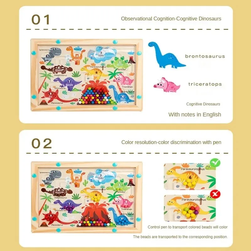Jeu de tri de couleurs magnétiques Montessori, stylo magnétique en bois, ensemble de labyrinthe améliore l'attention et la motricité, jouets Puzzle pour enfants