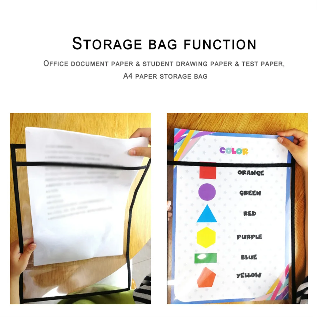 

10 Pieces Dry Erase Sheets Pockets with Pens Protectors Collector Sleeves Kindergarten Classroom Stationery Supplies