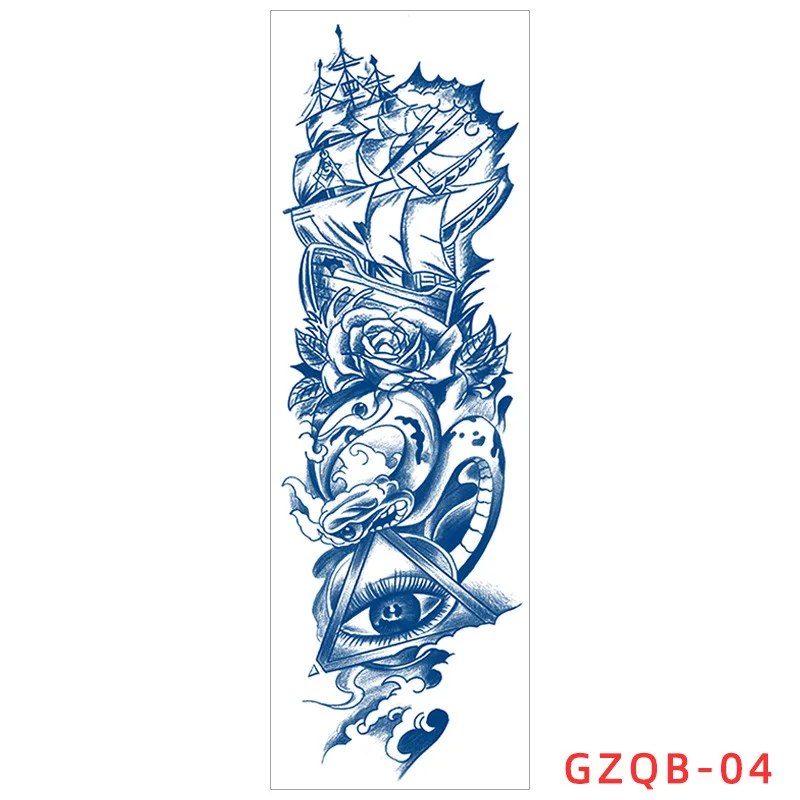 Herbal Tattoo Sticker Large Arm Picture Full Arm Juice Waterproof Flower Arm Flower Leg Temporary Tattoos Sticker Size:155*465mm