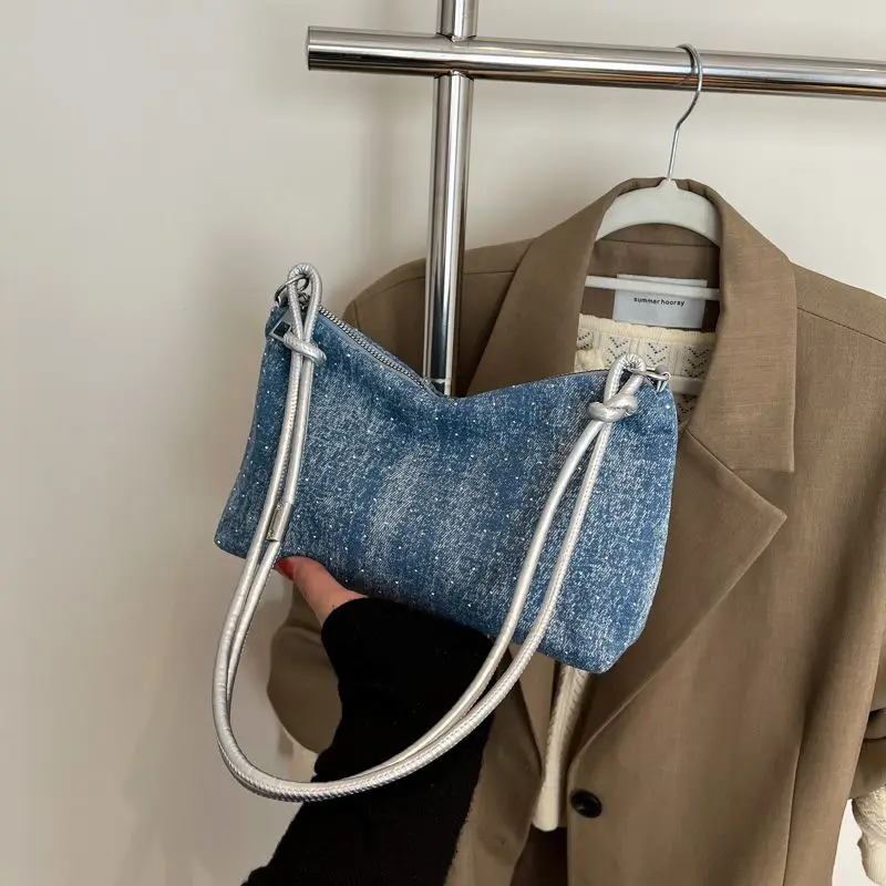 

Solid Crushed Diamond Shoulder Bag Versatile Shoulder Bag Trendy Underarm Bag Sweet Fresh New Tote Handbag Retro Women Handbag