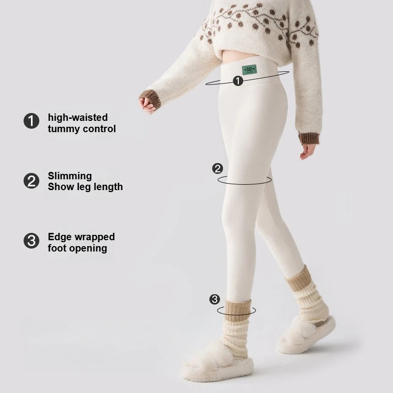 Plus Size Fleece Lined Leggings Women High Waisted Tights for Cold Winter Thermal Outdoor Wear Thick Ribbed Fashion Leggings