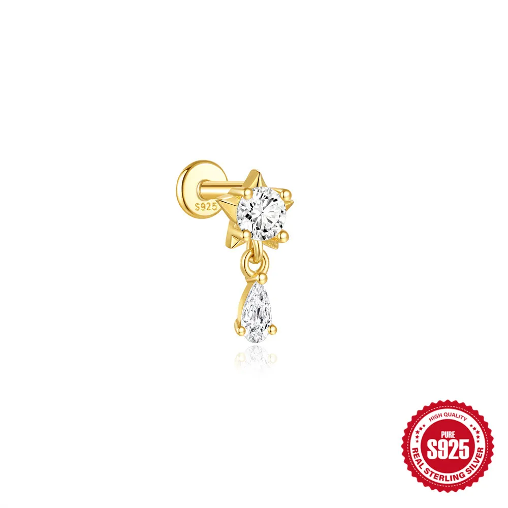 CANNER Zilver 925 Sterling Piercing voor Vrouwen Hartvormige Kleine Oorknop Sieraden Platte Achterkant Oorknopjes voor Helix Tragus Daith