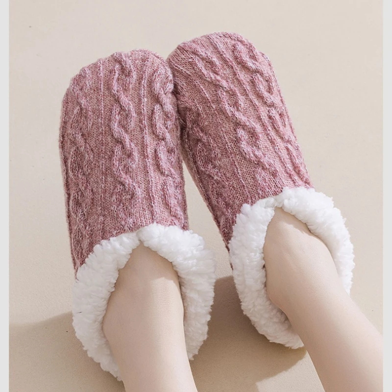 1/5 pairs Leisure comfortable thick warm winter new floor socks fashion versatile anti slip socks solid color simple home socks