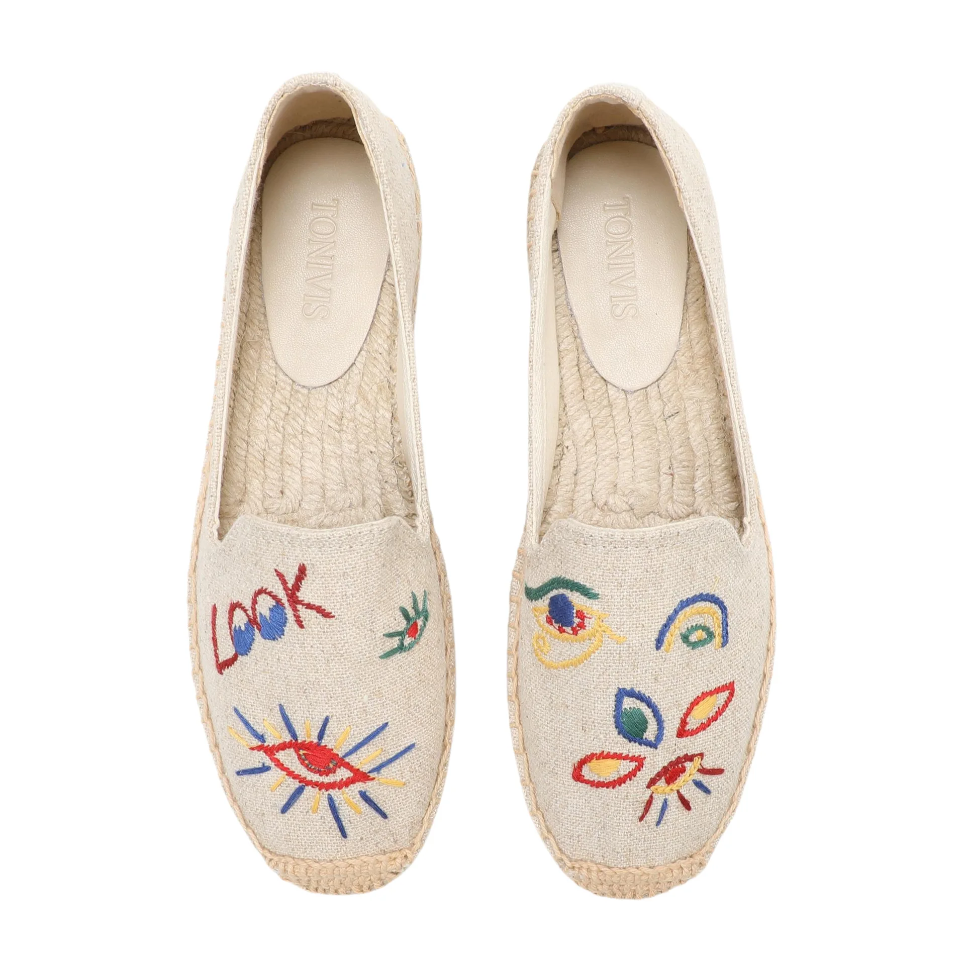 

Женские эспадрильи с художественной вышивкой, льняные туфли без шнуровки, повседневная легкая дышащая летняя обувь