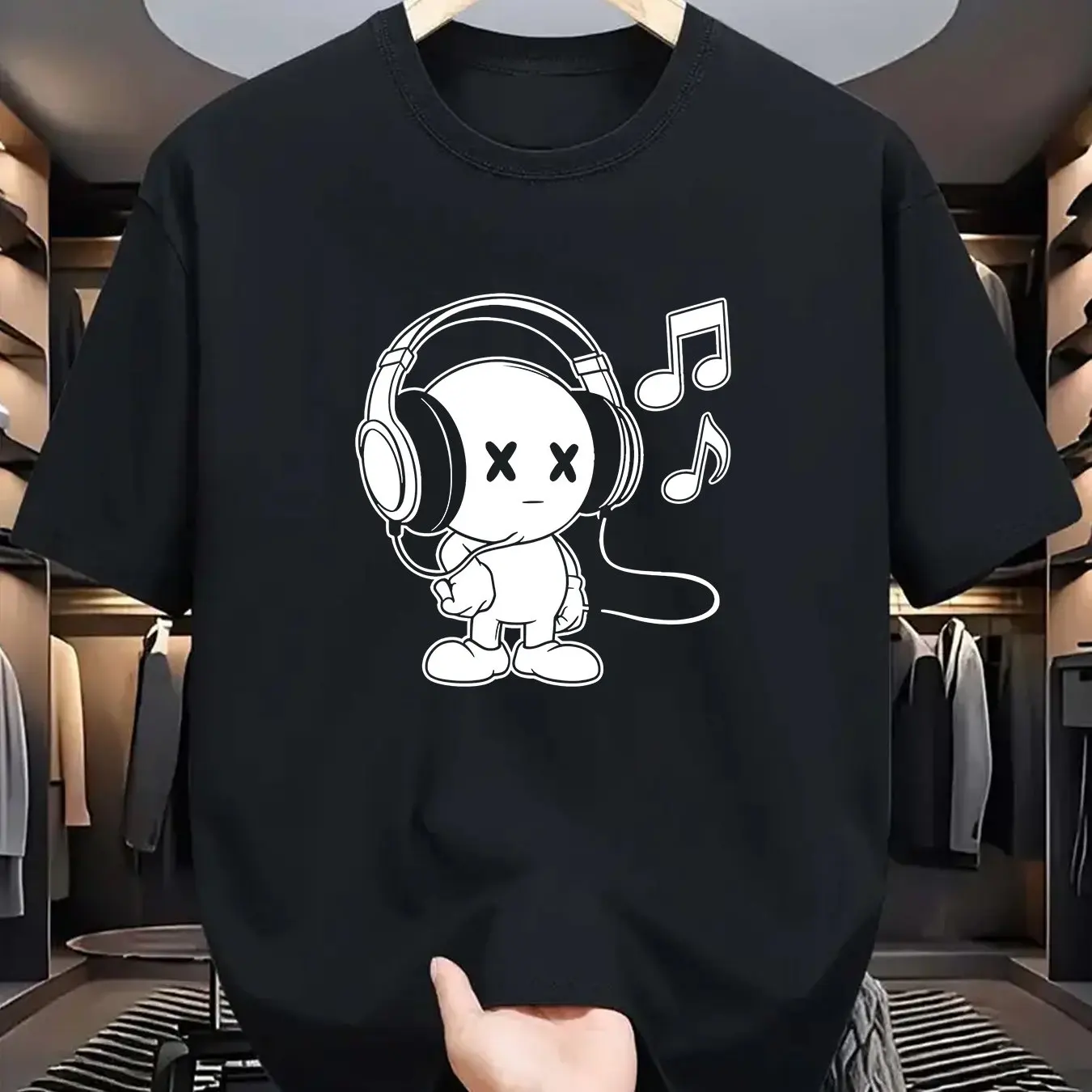 

Été Pour Hommes 100-хлопная футболка Décontracté Grande Taille Thème Musical Imprimé Confortable Col De Sport T-shirt À Manches Courtes