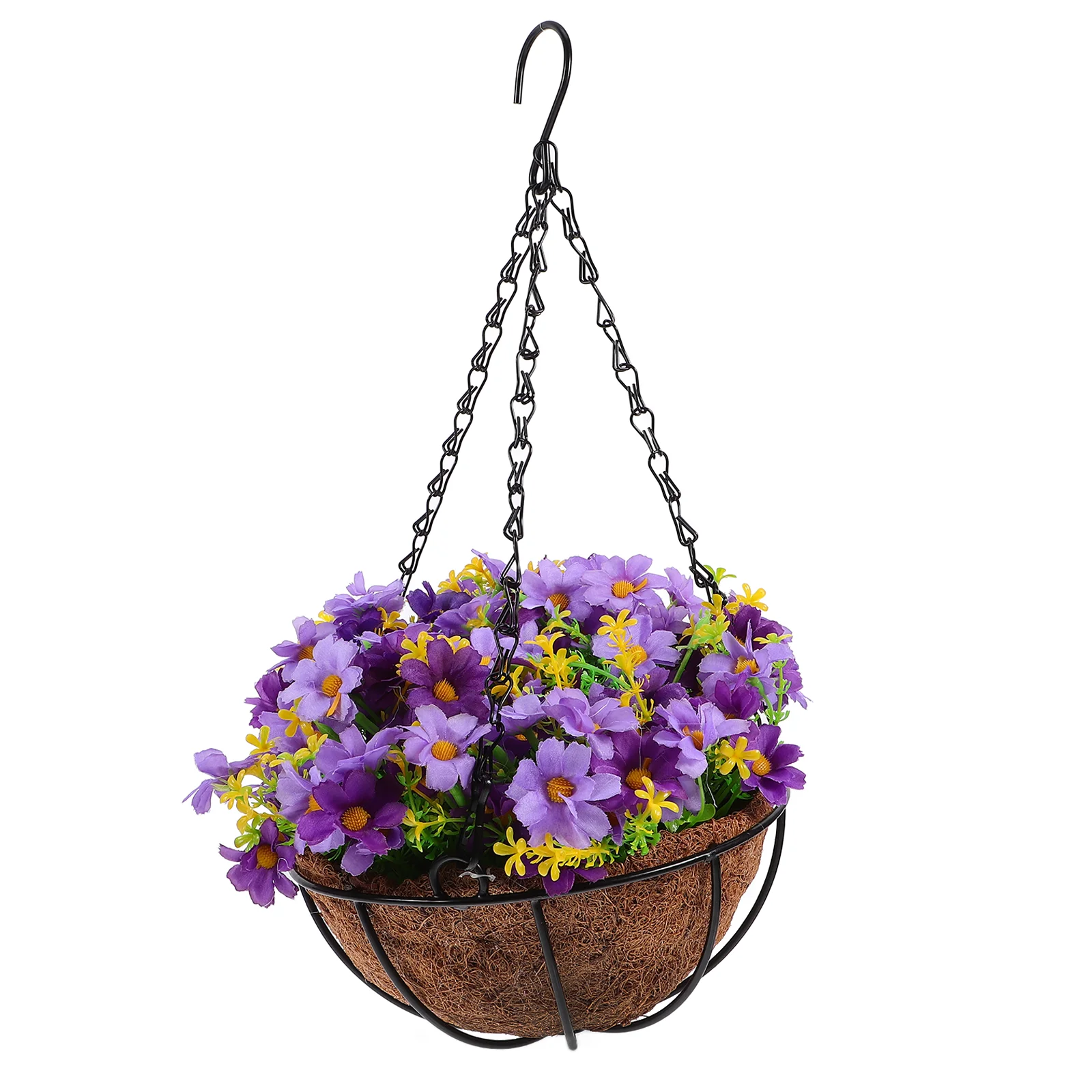 Hanging Basket Flowers Artificial for Outdoors Fake Variety Spring Small Realistic Bonsai Potted Plants Iron Baskets with