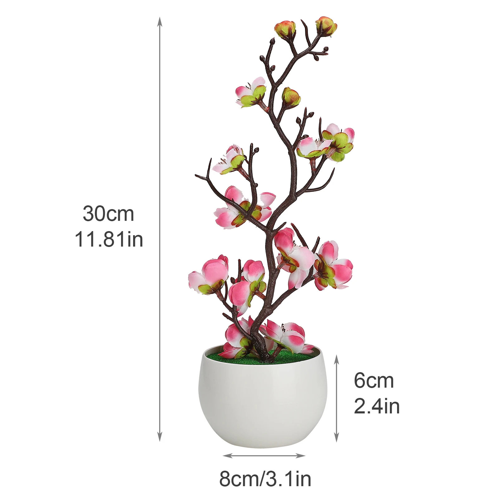 Simulación de flores de cerezo de ciruelo, planta bonsái Artificial, flores de seda en maceta para fiesta, boda, Mesa del hogar, flor falsa decorativa