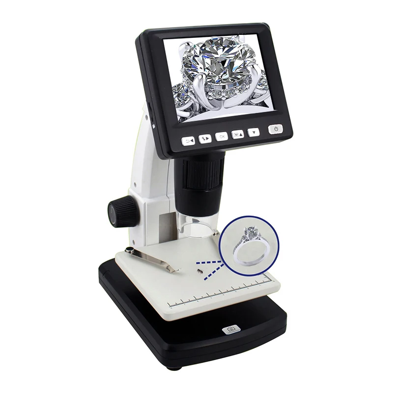 1200x Magnification Stand-Alone Desktop 3.5-inches LCD Digital Microscope 5M Resolution Measurement For Jewelry Gem Observation