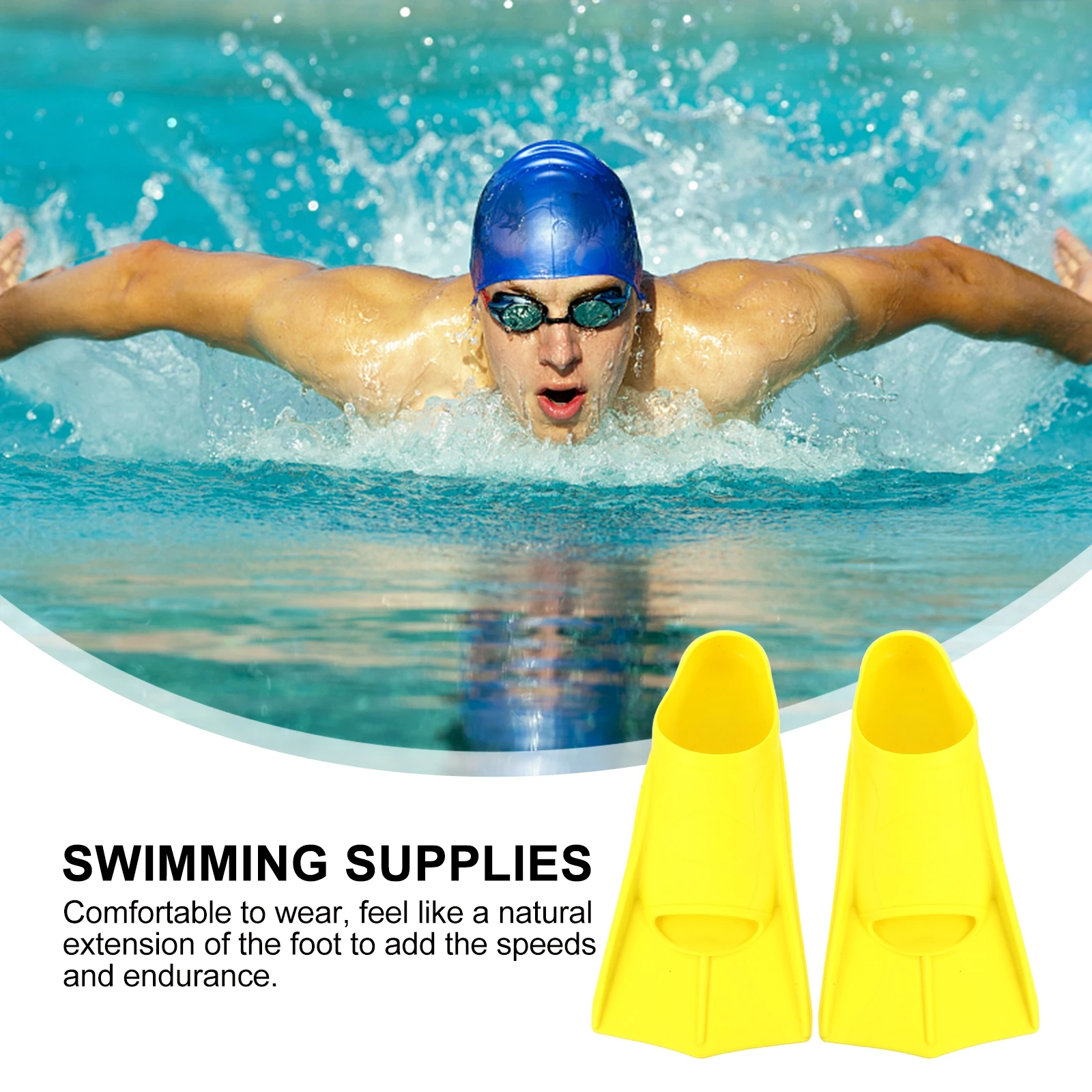 

1 Pair Silicone Diving Flippers Ergonomic Foldable Swim Training Fins Swimming Supplies Snorkeling Speed Endurance Yellow