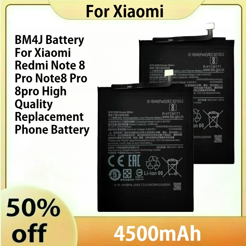 

Аккумулятор BM4J на 2025 года, 4500 мАч для Xiaomi Redmi Note 8 Pro Note8 Pro 8pro, высококачественный сменный аккумулятор для телефона
