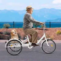 20Inch White Folding Tricycle Bike About 120 kg/264.55lb Load Capacity Adult Tricycle for Towns Beaches Bicycle Lanes