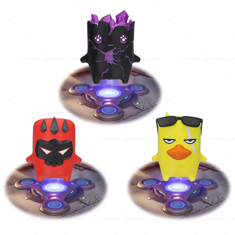 Image of 3D-gedruckte Spielfigur: Lila Flammen-Geist, Mini-Figur, Gelbe Ente, Roter Begleiter-Geist, Sammlerstück, Schreibtischdekoration, Geschenk für Fans
