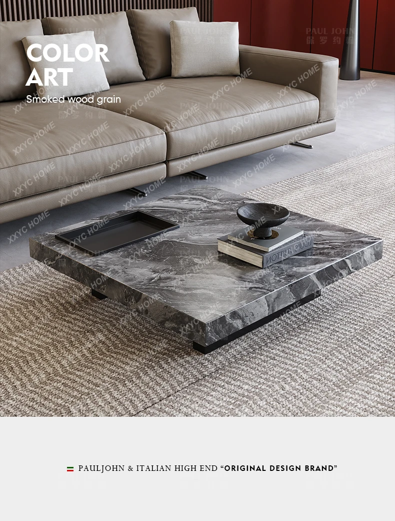 LNatural Marble Square Coffee Table Flat Layer Living Room Home Tea Table